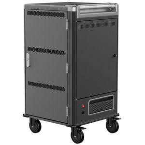 Armario de carga y transporte para 30 tablets y portátiles negro con 30 schuko en 6 regletas