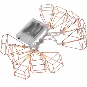 Guirnalda de luces LED de 1 m de color blanco cálido con carcasa de forma geometrica y con funcionamiento por pilas