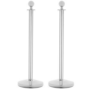 Poste separador acabado redondeado 2 unidades en acero inoxidable para cordón 320 x 50 x 980 mm