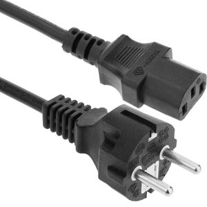 Cable eléctrico de alimentación IEC60320 C13 a schuko macho recto de color negro 3m