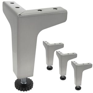 Pies esquineros para mesa y mueble. Patas en acero inoxidable de 107-130 mm 4-pack