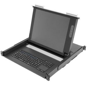 Consola IP65 para armario rack 19" 1U. Teclado mousepad y pantalla 17" VGA para servidor rack
