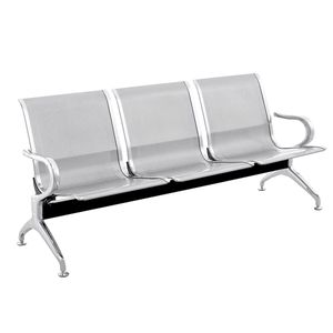Bancada para sala de espera con sillas ergonómicas plateadas de 3 plazas