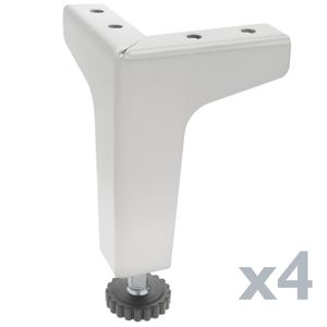 Pies esquineros para mesa y mueble. Patas en acero inoxidable de 107-130 mm 4-pack