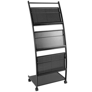 Expositor portafolletos 48 x 35 x 109 cm con 3 compartimentos para folletos y revistas