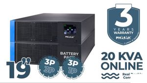 SAI Phasak Rack 20000VA Tri-Tri / Tri-Mono Online LCD 19" (No incluye baterias)