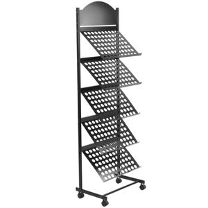 Expositor portafolletos 48 x 36 x 148 cm con 5 compartimentos para folletos y revistas