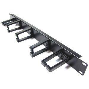 Panel guíacables para armario rack 19" 1U con 2+3 anillas para gestión de cables