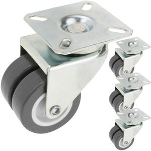 Rueda doble pivotante industrial de PU y PVC sin freno 50 mm 4 pack