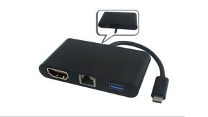 Cable adaptador USB 3.1 Macho a RJ45, HDMI y USB 3.0 Negro 0.1m