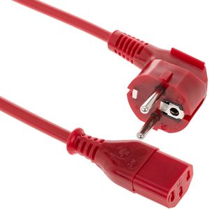 Cable eléctrico de alimentación 3x0.75 IEC60320 C13 a schuko macho acodado de color rojo 1.8m