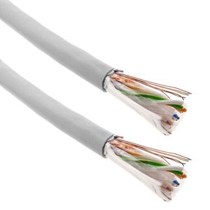 Bobina de cable de red ethernet Cat. 6 FTP de 100 m rígido de color gris