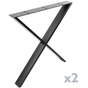 Pies en 'X' para mesa Patas en acero negro 680 x 80 x 710 mm 2-pack