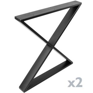 Pies en 'X' para mesa Patas en acero negro 680 x 80 x 710 mm 2-pack