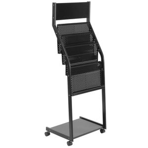 Expositor portafolletos 48 x 38 x 122 cm con 4 compartimentos para folletos y revistas