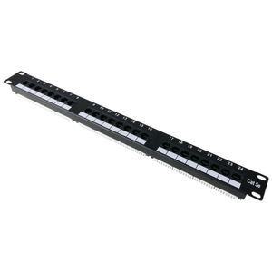 Patch panel de 24 RJ45 Cat.5e UTP 1U negro