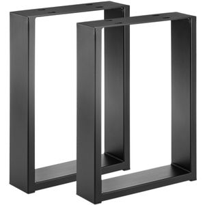 Pies rectangulares para mesita y banqueta. Patas en acero negro 300 x 80 x 430 mm 2-pack, tubos 80 x 20 mm