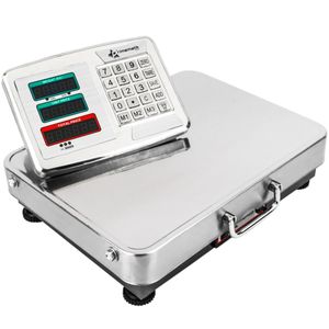 Balanza industrial de plataforma 42x32 cm. Báscula portátil de acero inoxidable 150 Kg