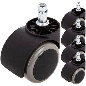 Rueda pivotante de nailon y PVC gris sin freno 50mm M10 5 pack