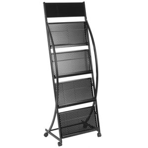 Expositor portafolletos 48 x 30 x 130 cm con 4 compartimentos para folletos y revistas