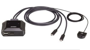 Conmutador KVM  2 puertos USB-C 1 x DisplayPort, USB teclado + ratón con mando