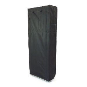 Armario ropero y zapatero de tela desmontable 60 x 30 x 160 cm negro con puerta enrollable