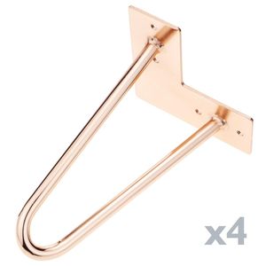 Pies para mesa y mueble Patas en acero 2 varillas 20 cm cobre 4-pack