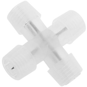 Conector en cruz tubo-tubo de 2 pin para cables de 1 cm de diámetro con protectores y fundas termoretráctiles