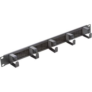Panel de gestión de cables para armario rack 19" 1U con 5 anillas y cepillo