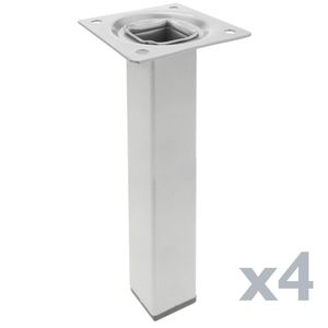 Pies cuadrados para mesa y mueble. Patas en acero gris de 25cm 4-pack