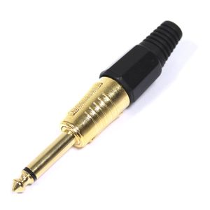 Conector de audio jack 6.3mm macho mono metal HQ dorado