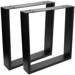 Pies rectangulares para mesita y banqueta. Patas en acero negro 400 x 80 x 430 mm 2-pack, tubos 80 x 20 mm