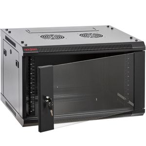 Armario rack mural 19" 6U 600x450x370mm pared negro SOHORack GO montado