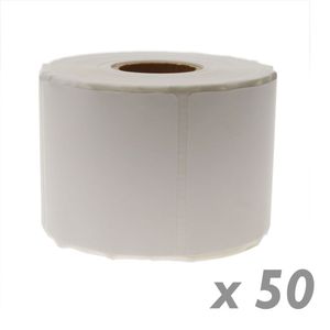 Rollo bobina de 600 etiquetas adhesivas para impresora transferencia térmica 50.8x50.8mm 50 unidades