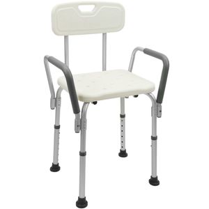 Silla de ducha antideslizante regulable en altura con reposabrazos para personas mayores