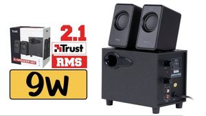 Altavoces de escritorio Trust 2.1 9W RMS sub activo Negros