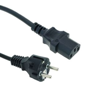 Cable eléctrico de alimentación IEC60320 C13 a schuko macho recto de color negro 1.8m
