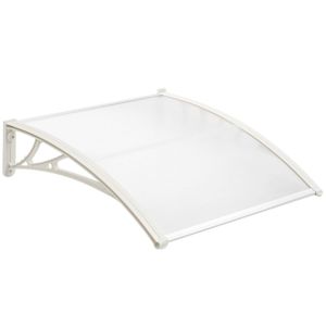 Tejadillo de protección 80x60 cm transparente. Marquesina para puertas y ventanas con soporte blanco