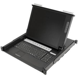 Consola y conmutador KVM de 8 puertos para rack 19" 1U. Teclado mousepad y pantalla 17"