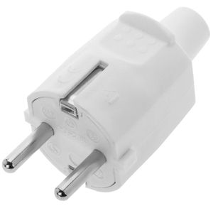Clavija enchufe schuko recto macho blanco