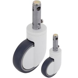 Ruedas pivotantes de control central de metal, TPU y ABS para cama médica, sujeción tipo vástago hueco, 125x32x158mm 2-pack