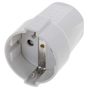Clavija enchufe schuko recto hembra blanco