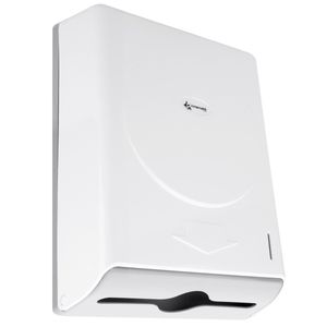 Dispensador de toallas de papel para baño en blanco 274x103x373mm