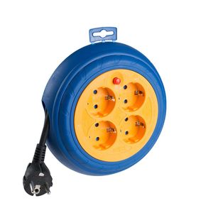 Enrollacables eléctrico de 4 schuko 2P+T 16A 230V de 3m Solera 7429