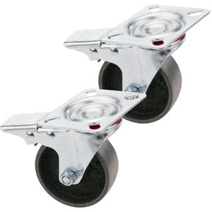 Ruedas pivotantes industriales de metal con freno 75 mm 2 unidades