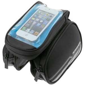 Bolsa para cuadro de bicicleta con 3 compartimentos. Ventana transparente táctil para teléfono