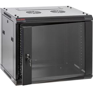 Armario rack mural 19" 9U 600x450x500mm pared negro SOHORack GO montado