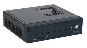 Caja mini ITX Akasa Crypto con fuente, adaptador de corriente y soporte VESA
