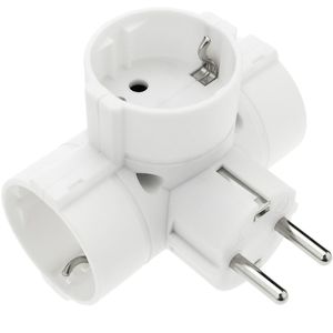 Multiplicador de clavija enchufe schuko triple de color blanco con ángulo