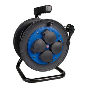 Enrollacables eléctrico de 4 schuko 2P+T 16A 230V de 50m con tapa Solera 7427/1T